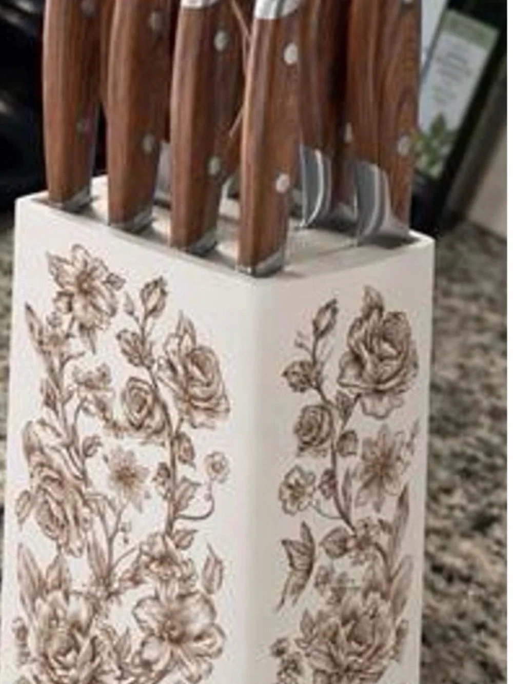 The Pioneer Woman Agatha Brown Wood-Handle 11 Piece Knife Set